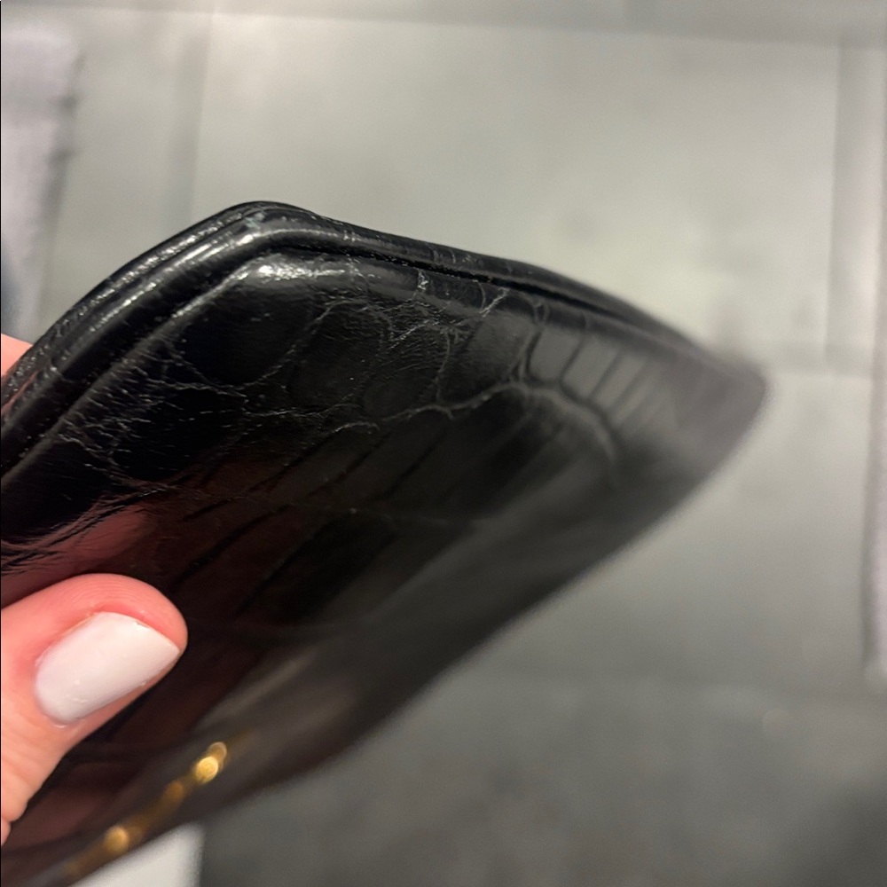Saint Laurent YSL Black Crocodile Large Embossed Clutch Pouch $825 - Picture 9 of 10